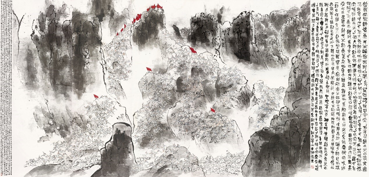 <h2>平型关大捷</h2><p>作者：顾伟玺</p><p>创作年代：2014年</p><p>规格：412cm×825cm</p><p>品类：中国画</p>